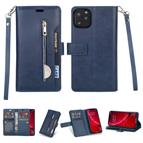 Iphone 11 Pro Max 6 5 Inch Wallet Case Dteck 9 Card Slots Premium Leather Zipper Purse