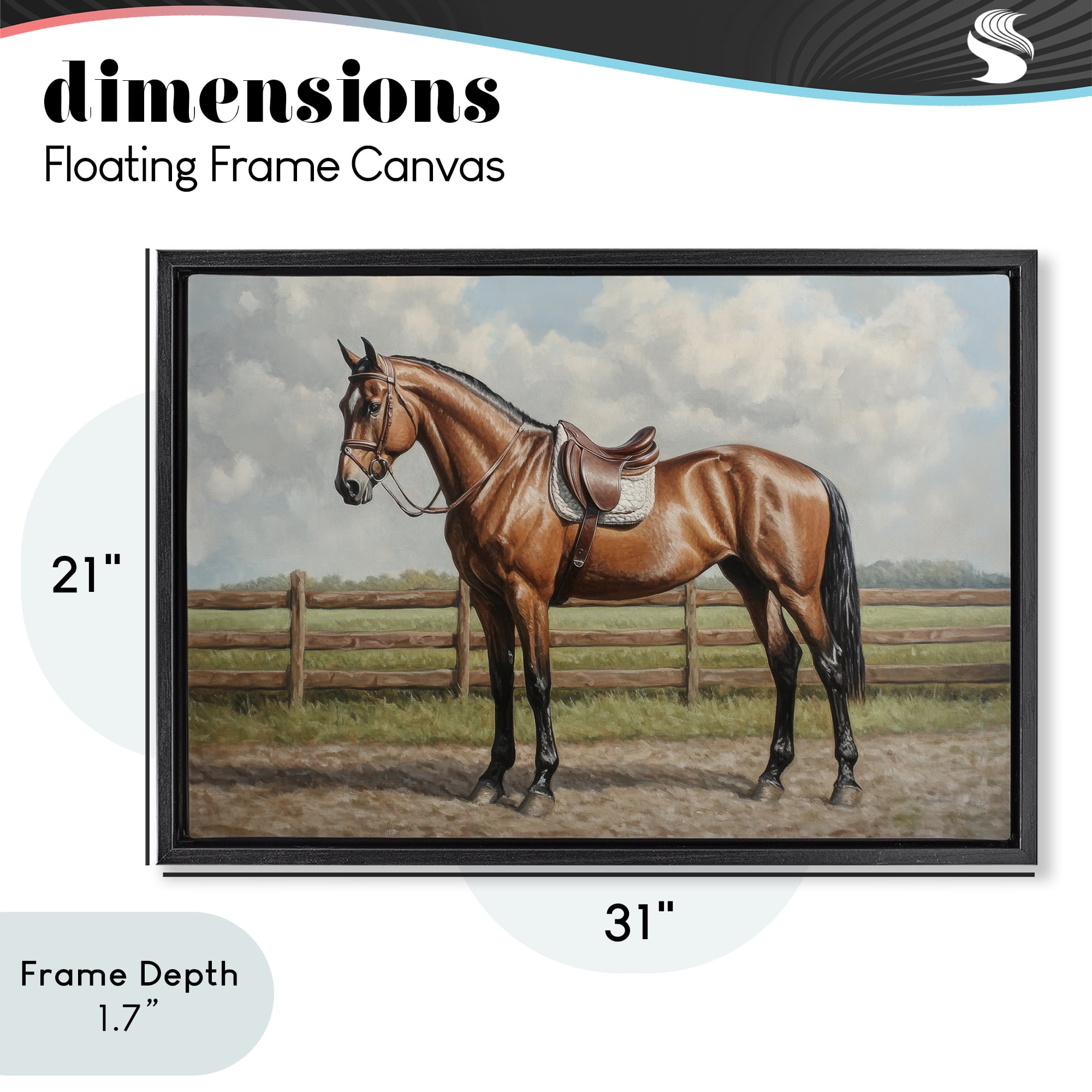 Stupell Industries Sunshine Pony on Farm Path Black Framed Floater Canvas Wall Art, design by Petal Prints Design