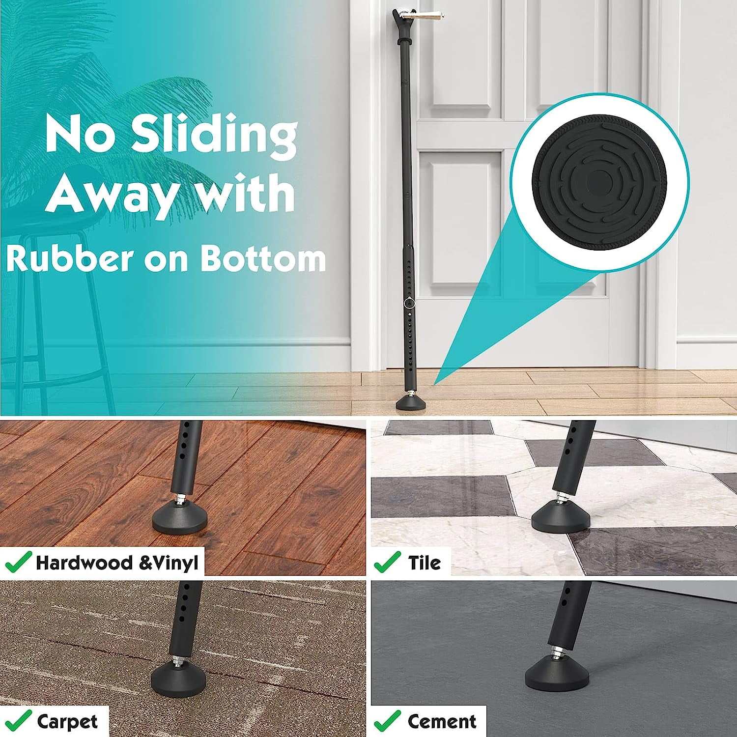 IHOMEPARK Black Patio Sliding Door Security Bar for Home Apartment, 19 to 52 Inch Adjustable, 2 in 1 Door Stoppers Barricade Security Bar (2 Packs)