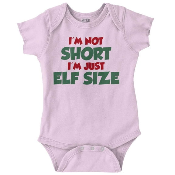 Christmas I'm Not Short Just Elf Size Romper Boys or Girls Infant Baby Brisco Brands 12M