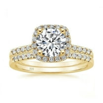 SFTING Wedding Ring Set for Women 925 Sterling Silver 5A CZ Yellow Engagement Bridal Sets for Her Size 11