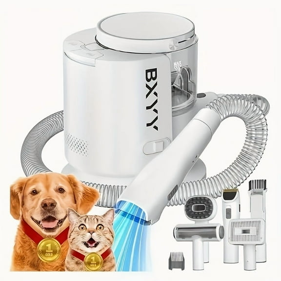 Pet Vacuum Cleaner - Dog Grooming Kit & 5-in-1, 99% Suction, 50.72oz Dust Cup, De-Shedding Brush, Electric Clippers & Fur Removal Roller, Suitable for Dogs and Cats
