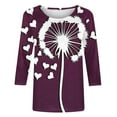 thumbnail image 5 of Qetyuw Womens Valentines Day Shirt 3/4 Length Sleeve Floral Print Tshirts Casual Crew Neck Shirts Summer Plus Size Tees, 5 of 5