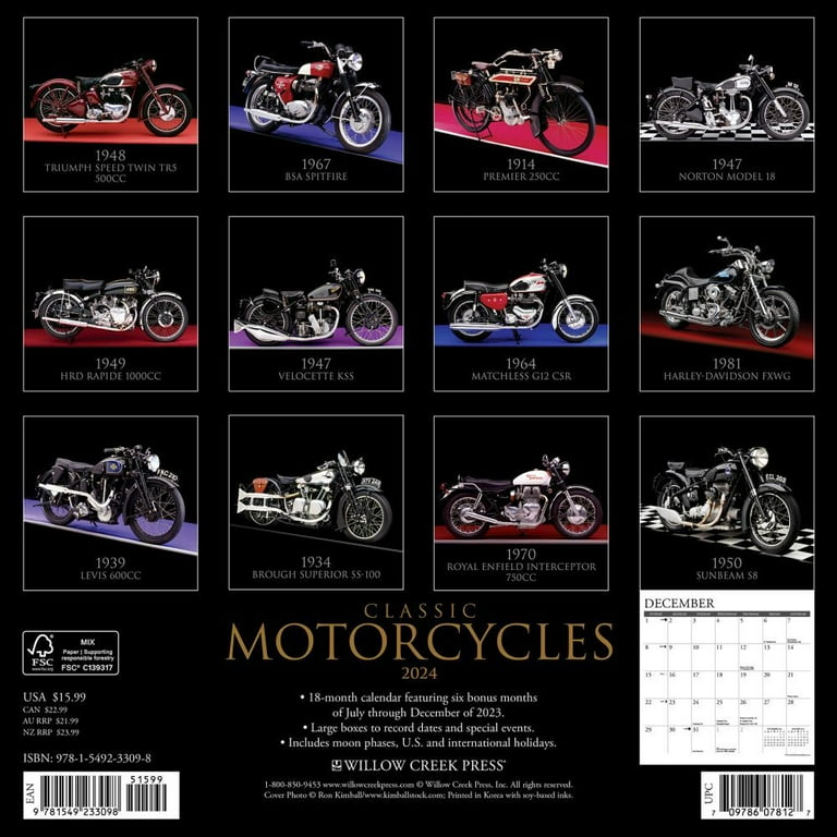 【送料無料キャンペーン】 12 X 12 2024 Motorcycles Classic Wall (Other Calendar 手帳・カレンダー