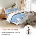 thumbnail image 7 of Blue Christmas Bedding Duvet Cover Set King Size 4 Pieces Winter Snowflakes Tree Xmas Garland Wood Grain Bedding Set with Zipper Closure,1 Comforter Cover 92x106 Inches 1 Flat Sheet & 2 Pillow Cases, 7 of 7