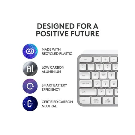 Logitech - MX Keys S Advanced Full-size Wireless Scissor Keyboard for PC and Mac with Backlit keys - Pale Gray