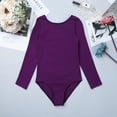 thumbnail image 3 of LiiYii Kids Girls Basic Ballet Dance Combo Dress Long Sleeve Gymnastics Leotard with Wrap Skirts Dark Purple L, 3 of 7