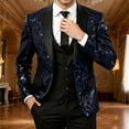 thumbnail image 2 of KHONTS Men's Sequin Blazer Tuxedo Party Prom Wedding Tuxedo One Button Jacket Blue XL, 2 of 5