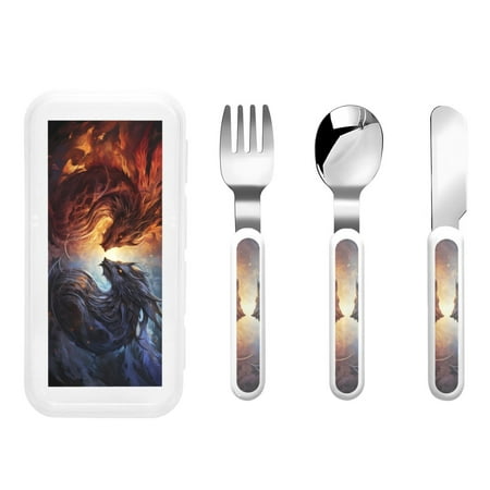 

Rateoe Red And White Beast for Stainless Steel Kids Silverware Set - Child and Toddler Safe Flatware - Children s Knife Fork And Spoon Set
