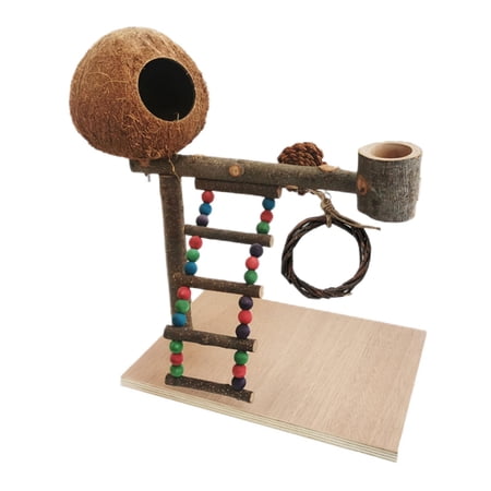 Pet Bird Playstand, Parrot Playground Toy, Wood Perch, Play Ladder, Gym Exercise Platform, for Macaws Parakeet Cockatiel Finches Style C 35x20x35cm