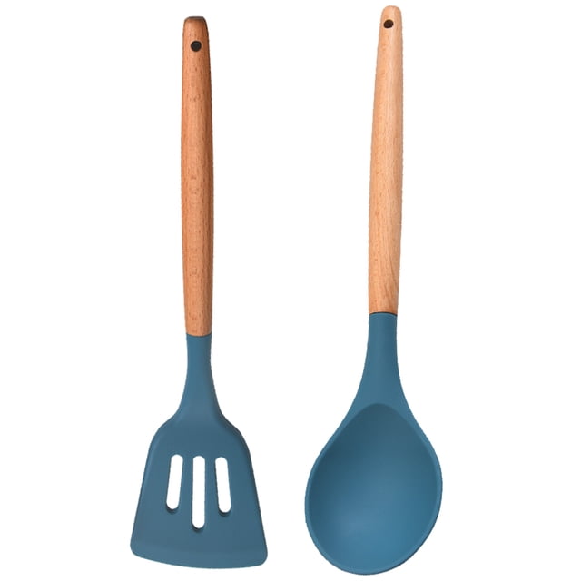 Juego de utensilios de cocina de 2 piezas, utensilios de cocina de silicona para utensilios de cocina antiadherentes, herramientas de cocina