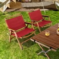 thumbnail image 2 of Topbuy 2PCS Portable Camping Chair Low Profile Folding Beach Chair with Solid Bamboo Frame and Breathable 500D Cationic Oxford Cloth, 2 of 9