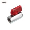 thumbnail image 4 of Uxcell 1/4 NPT Brass Mini Ball Valve, 2 Pack NPT Female to Female Shut-Off Valve for Pipe Coupler Connector, Red, 4 of 5