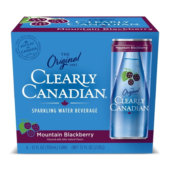 Clearly Canadian Mountain Blackberry Sparkling Water, 6 pack cans