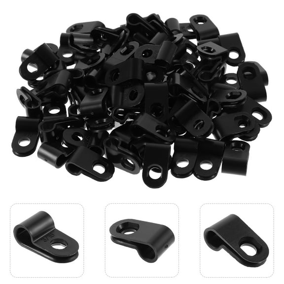 SEWCHICS 200Pcs Cable Clips Black PVC Wire Holders for Wall Cord Management