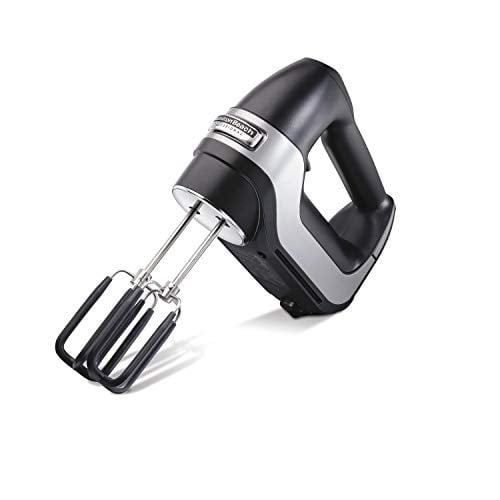 Hamilton Beach 62655 7 Speed Electric Hand Mixer Matte Black with SoftScrape Beaters Whisk Dough Hooks and Snap On Storage Case Walmart