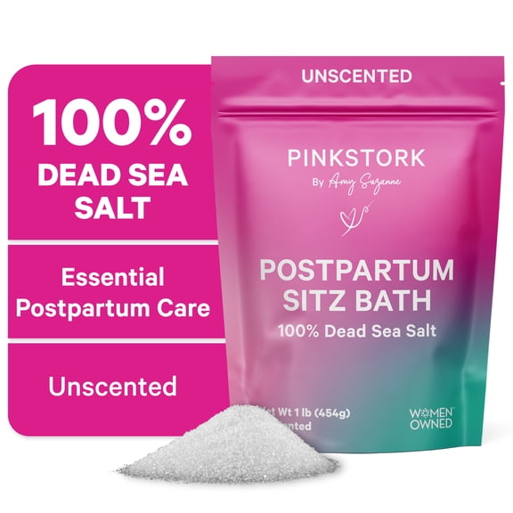 Pink Stork Postpartum Soak with Pure Therapeutic Magnesium for Relaxing Relief, Perineal Recovery, Unscented, 1 lb