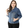 thumbnail image 3 of ChaqueDe MezclilDeshilachaCon Frente Lavado Clásico PaMujer De TalGrande Azul 2X, 3 of 6