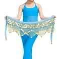 thumbnail image 3 of Hontri Belt in Clearance, Belly Dance Belt Wrap Hip Scarf Skirt Waistband with 320 Coins Sequins Hip Scarf, Female Sky Blue One Size, 3 of 8