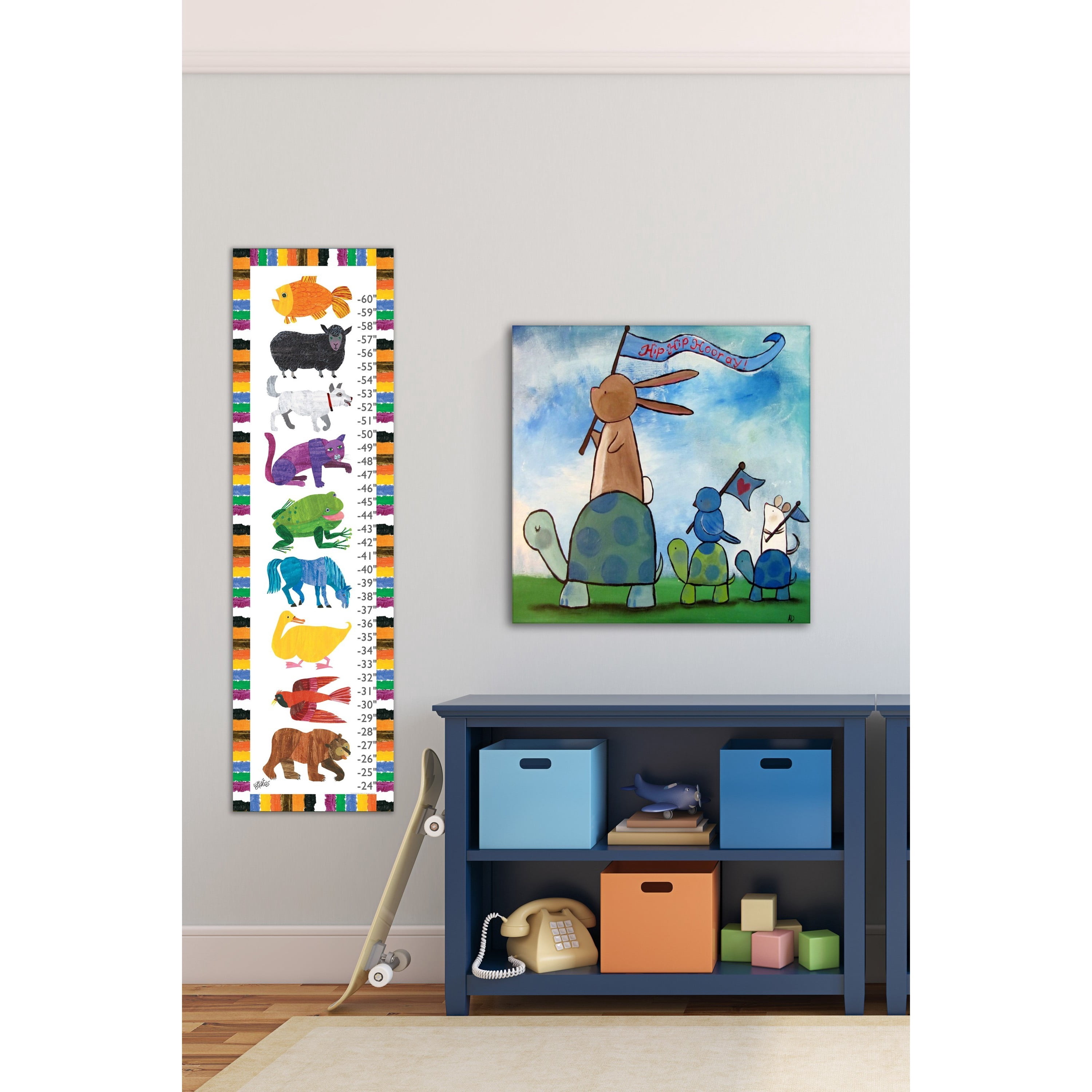 MARMONT HILL  - 'Turtle Parade' by Andrea Doss Painting Print on Wrapped Canvas - Blue 32 x 32