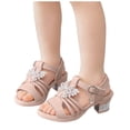 thumbnail image 5 of BOBOGOJP Toddler Little Big Kid High Heels Flower Girls Party Dress Shoes Glitter Pump Sandals Pink for Size 12, 5 of 9