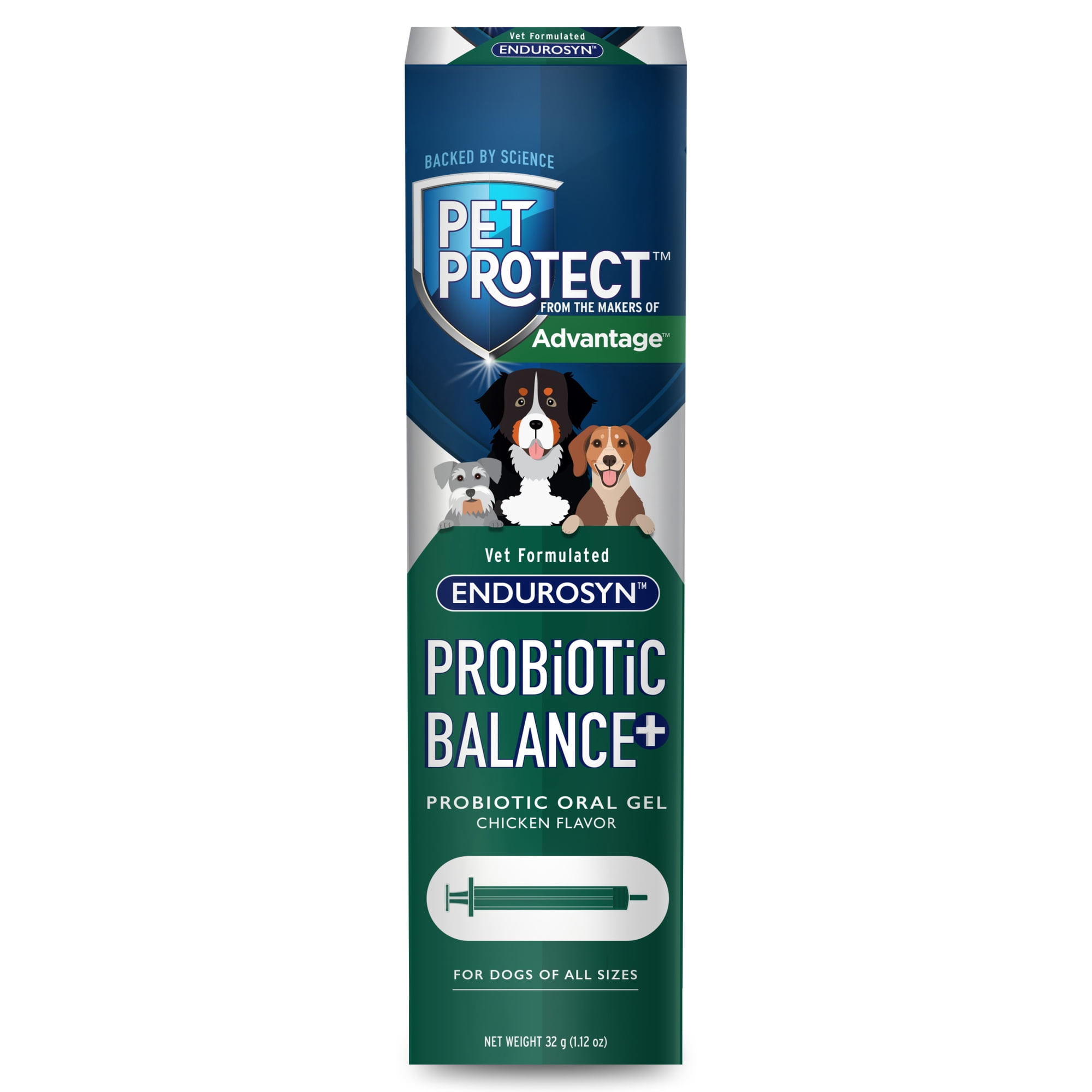Pet Protect Dog Probiotic Balance+ Oral Gel, Vet-Formulated Endurosyn, Chicken Flavor, 32g