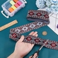 thumbnail image 3 of 1bundle 7M Ethnic style Polyester Rhombus Flower Jacquard Ribbon Garment Accessories Indian Red 2 inch(50mm) about 7.66 Yards(7m)/bundle, 3 of 6