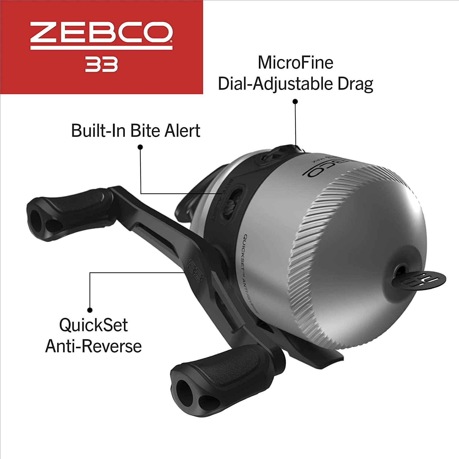 Zebco 33 RHINO TOUGH Closed Face Spincast Reel-Adjustable  Drag-Anti-Reverse