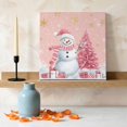 thumbnail image 3 of Ships Next Day Canvas Wall Art 10"x10", Pink Christmas Wood Framed Canvas Print Painting, Snowman Snowflake Gifts Xmas Tree Ready to Hang Small Picture Wall Decor for Home Kitchen Nursery Office, 3 of 9