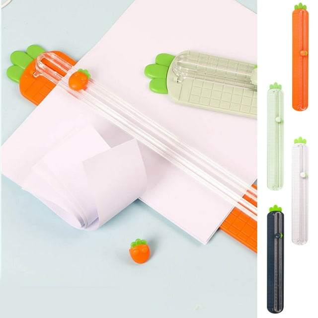 Lindo cortador de papel bidireccional zanahoria, cuchillo de corte de fotos A3 / A4, cuchilla de metal de precisión, capacidad de 1-8 hojas, herramienta de oficina para estudiantes para caja de