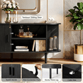 thumbnail image 6 of ROGALIS 55-Inch TV Stand with Built-in Power Outlet, Compatible with TVs Up to 60 Inches, Modern Entertainment Center with Adjustable Shelves, Storage Space, and Sliding Doors, Black, 6 of 10