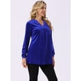 thumbnail image 2 of DARING DIVA Women's Velvet Top V Neck Long Sleeves Loose Blouse S Royal Blue, 2 of 7
