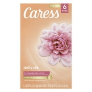 Caress Daily Silk Moisturizing Soap, White Peach & Orange Blossom, 3.75 oz 6 Bars