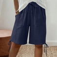thumbnail image 2 of PIWHJQK Women Casual Drawstring Shorts Maternity High Waist Support Long Crotch Shorts Bottoms, 2 of 6
