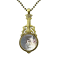 thumbnail image 1 of Collier Mignon Profil Animal Chat Blanc Guitare Antique Pendentif Musique, 1 of 3
