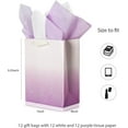 UNIQOOO 12Pcs Ombre Purple Gift Bags Bulk w/ 24 Tissue Paper, 9 x 7 x 4