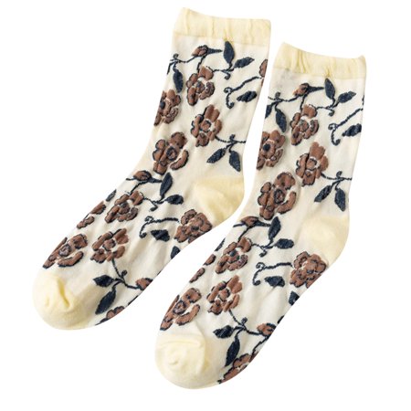 

Huaai socks for women Women Retro Gentle College Style Flower Pattern Plaid Socks cute socks D