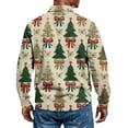 thumbnail image 4 of Men's Casual Style Christmas Print Loose Fit Henley Shirt Long Sleeve Top for Relaxed Comfort, Holiday Themed Casual Wear for Men,Khaki,L, 4 of 7