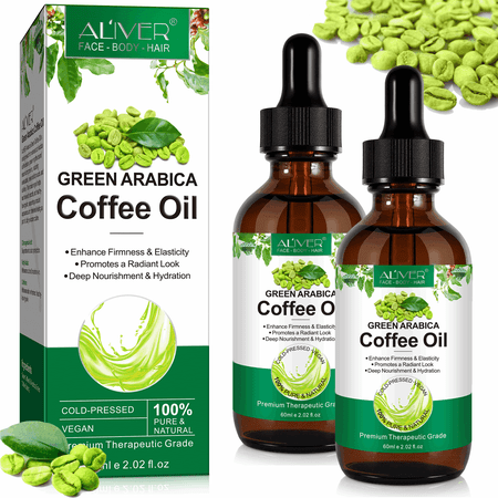 Green Arabica Coffee Oil for Face, Body & Hair, 100% Pure Cold-Pressed Vegan Oil, Deep Nourishment & Hydration - 2Pack
