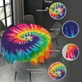 thumbnail image 2 of Colorful Tie Dye Waterproof Picnic Patio Party Round Table Cloth Cover Decorations Fabric 60 Inch Circular Tablecloth for 20-47 Inch Home Dining Room Kitchen Decor, 2 of 6