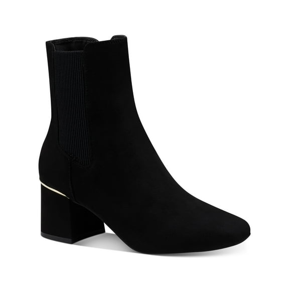 ALFANI Womens Black Goring Comfort Rockee Square Toe Block Heel Zip-Up Booties 9.5 M