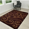 thumbnail image 1 of Modern Contemporary Area Rugs-Abstract Wavy Swirls -Shed Free Burgundy Red/Beige/Ivory/Black, 1 of 8