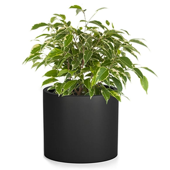 Fox & Fern 10 Inch Plant Pots Indoor Black Planters For Indoor Plants Flower Pots For Indoor Plants - Fits Mid Century Modern Plant Stand - Drainage Plug - Fiberstone - Stone Black - 10 Inch Planter