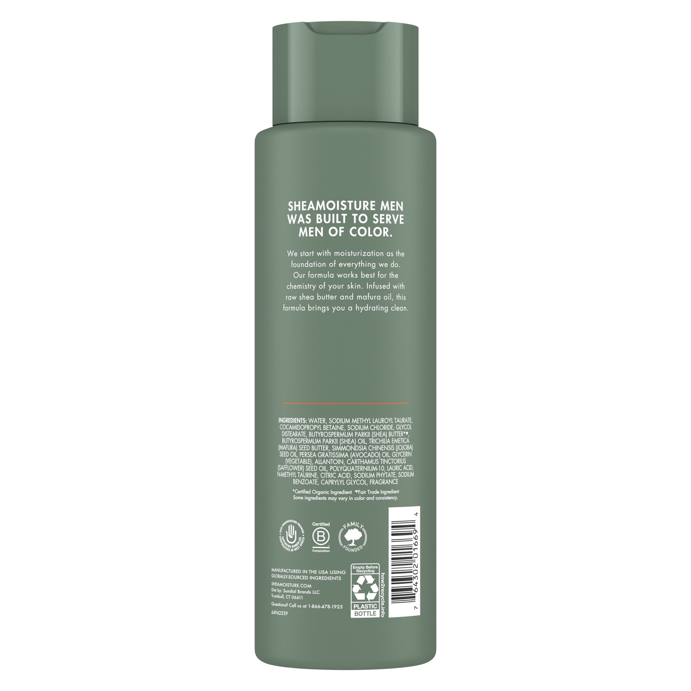 SheaMoisture Men Body Wash Cleanser To Clean And Hydrate Skin Raw Shea Butter & Mafura Oil Moisturizing ,15 fl oz
