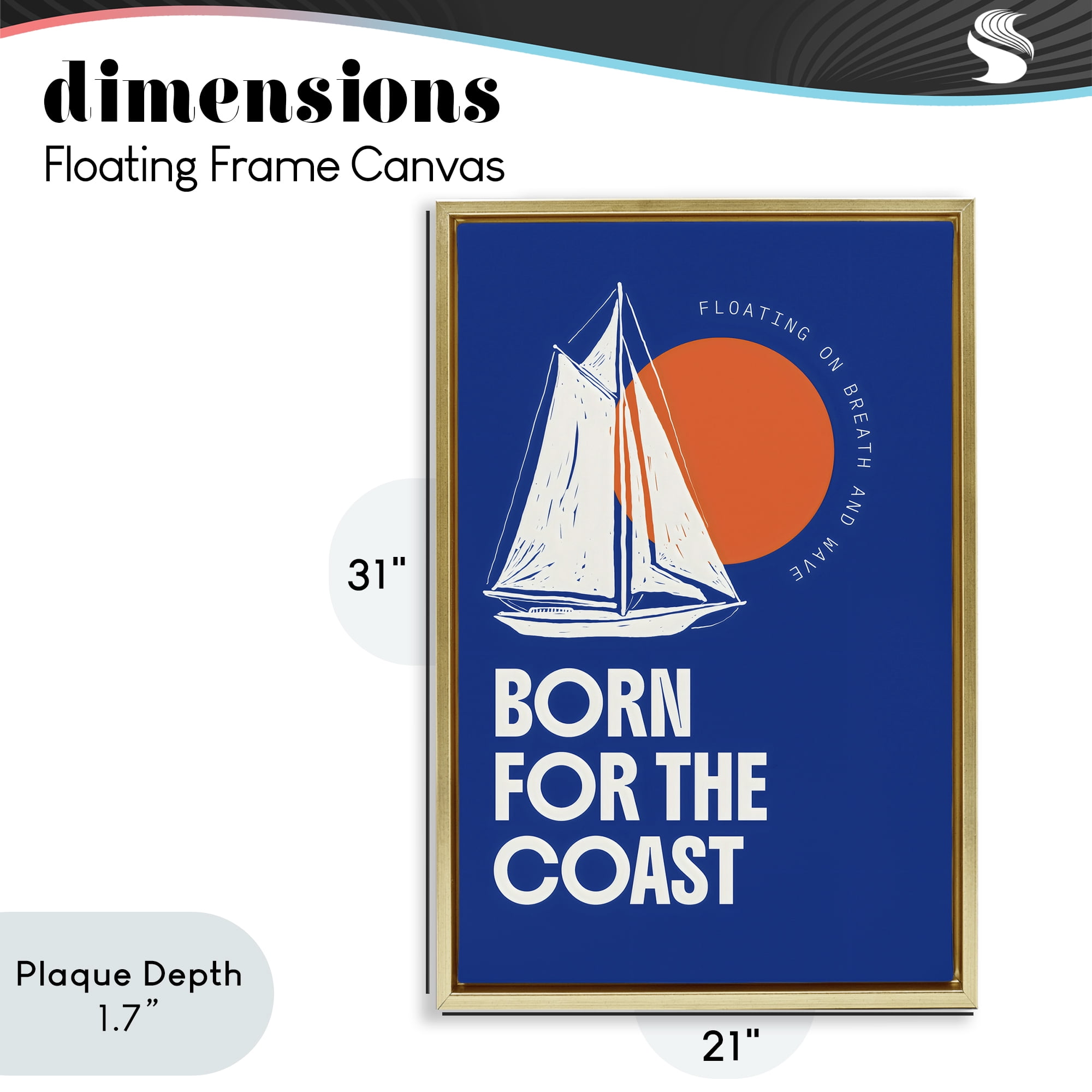 Stupell Industries Born For The Coast Gold Framed Floater Canvas Wall Art, design by Creative Studio