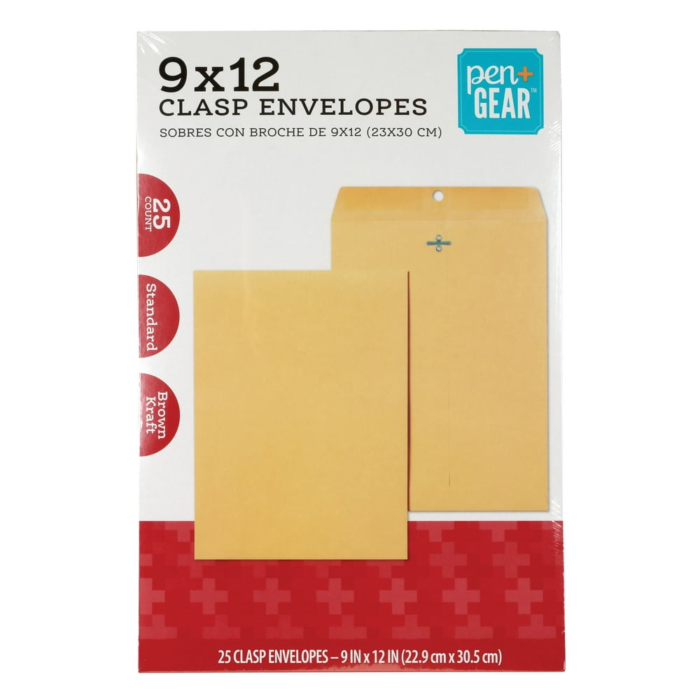 Pen+Gear Clasp Envelopes, 9 x 12 , 24 lb. Brown Kraft , 25 CT (60790