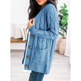 thumbnail image 5 of DOPI Women's Open Front Cardigan Sweaters Fashion Button Down Cable Knit Chunky Outwear Coats, 5 of 8