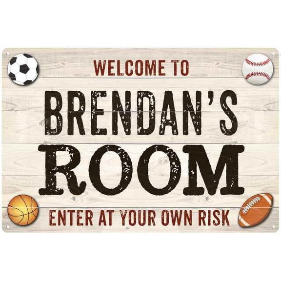 BRENDAN'S Room Kids Bedroom Sign Boy's 8x12 Metal 208120090176