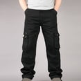 thumbnail image 3 of Pantalones largos para hombre, pantalones deportivos casuales con bolsillos cargo y cordones, pantalones largos tipo lápiz, pantalones de algodón y poliéster para hombre, 3 of 5