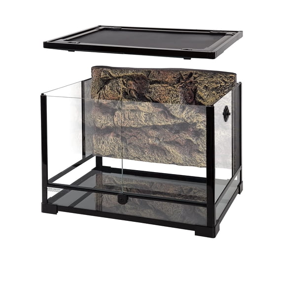 ECOSUB 34 Gallon Reptile Terrarium Tank with Foam Backgrounds, Double Hinge Door with Screen Ventilation 24" x 18" x 18"